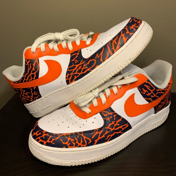 Nike Air Force 1 '07 Low, CW2288-111, Custom Orange Navy Blue, Men's Size 13 - Picture 1 of 11